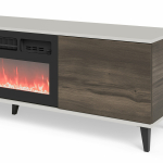 RANDOM 2 RTV-K stolik RTV 180 cm z kominkiem kaszmir / orzech / czarny