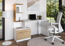 MISO biurko, biały / dąb artisan