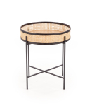 LANIPA ława czarny / rattan naturalny