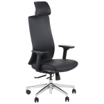 AKCENT PU  Fotel biurowy obrotowy/czarny podstawa chromowana