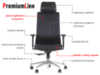 AKCENT PU  Fotel biurowy obrotowy/czarny podstawa chromowana