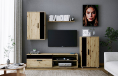 BENSON zestaw mebli, kolor: dąb artisan - czarny