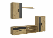 BENSON zestaw mebli, kolor: dąb artisan - czarny