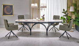 ALTER stół owalny, blat - beżowy marmur, nogi - czarny (3p=1szt)